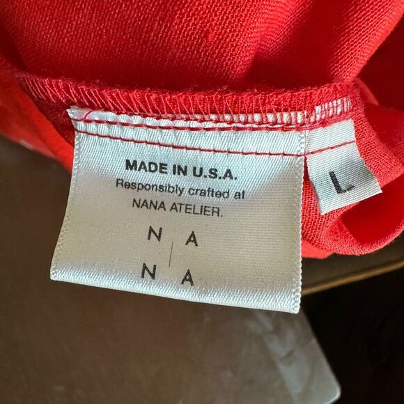 NWT Toit Volant Nana Atelier Red Ruffle Dress Sz L Backless Linen Blend - Picture 9 of 11